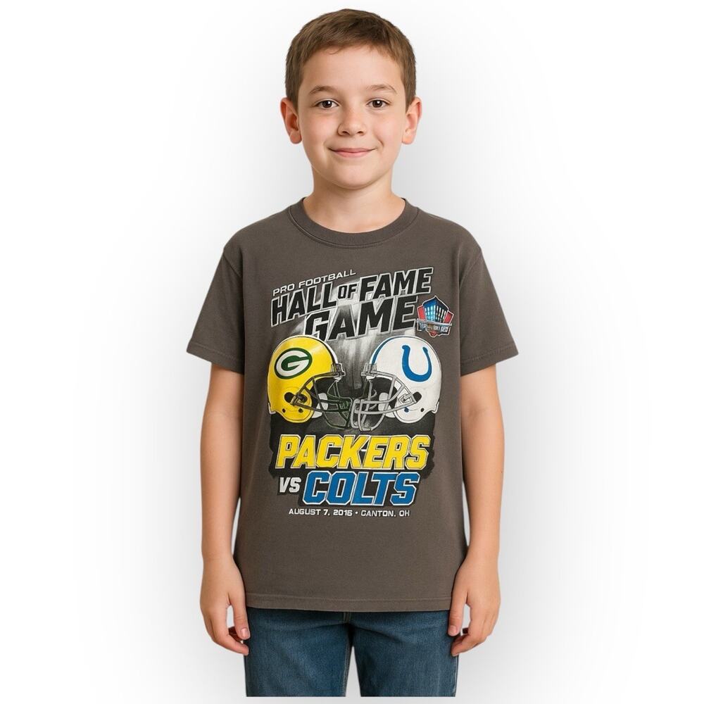 GUC Kids XL Pro Football Hall of Fame Game Tee Packers vs Colts 2016 - Picture 2 of 6